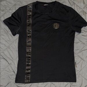 Balmain Black Logo Short Sleeve Tee